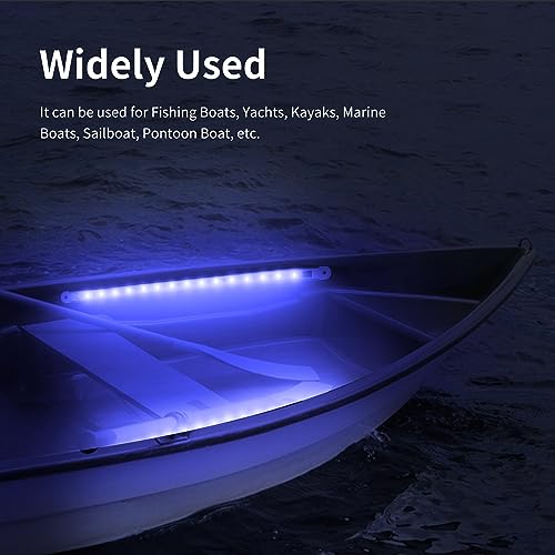 RVZONE Marine LED Boat Strip Lights, Blue 2‑Pack IP67 Interior Lighting - color: Blue/11.8 inch/2 Pcs