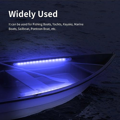 RVZONE Marine LED Boat Strip Lights, Blue 2‑Pack IP67 Interior Lighting - color: Blue/11.8 inch/2 Pcs