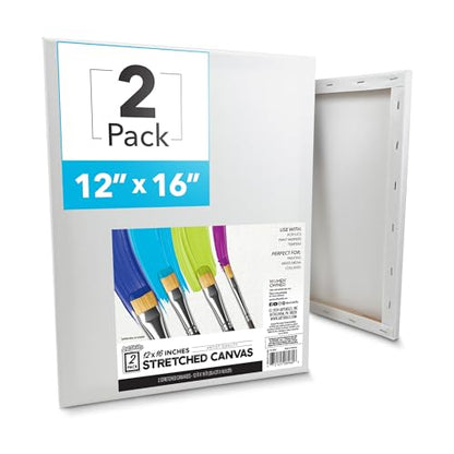 ArtSkills Stretched Canvas for Painting, 12x16 Canvas, 2-Pack Framed - size: 2-Pack 12x16