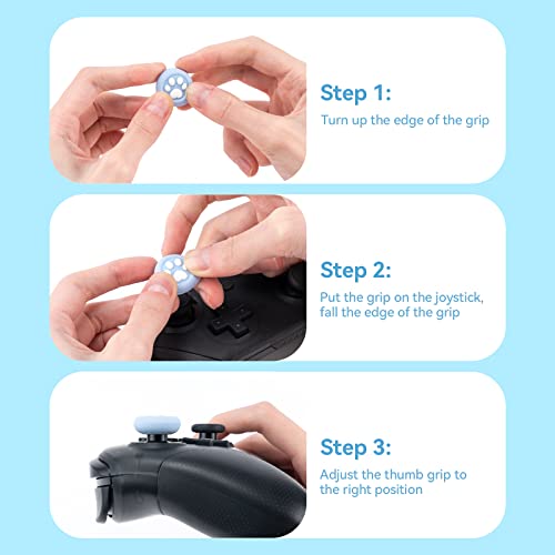GeekShare Cat Paw Controller Skin Grips Set Compatible with Switch Pro-Anti-Slip Silicone Protective Cover Case Joystick Caps for Switch Pro Wireless Controller - Blue