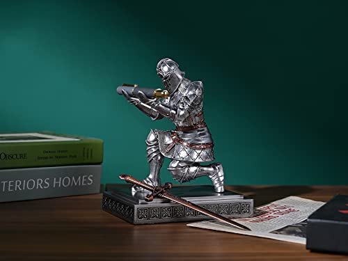 King's Guard Knight Pen Holder with a Letter Opener Desk Organizers Silver - color: Silver