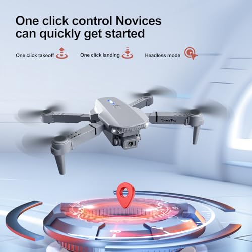 ikaufen E88 Drone No screen control, Camera for Adults RC Drone With 720P HD Dual Camera WiFi FPV Foldable Quadcopter Aircraft +2 Battery (E88 No screen control+ 2 Battery) - size: E88 Dual Camera No Screen Control + 2 Battery
