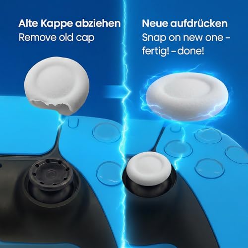 MatoSan Thumbstick Silicone Replacement Caps - Compatible with PS5 Controller & PS4 Controller - Non-Slip Grip for More Precise Control - Protective Caps for Analog Sticks (4 Silicone White) - color: 4 silicone white
