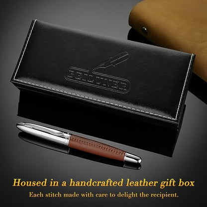 BEILUNER 318 Luxury Pen, Elegant Look,Hand-Stitched Premium Leather-Brown - color: Brown