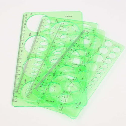 4 Pcs Drawing Template Drafting Stencil Ruler Circle and Oval Templates Plastic Drawing Measuring Rulers Geometric Drawings Stencils for Office and School Building Formwork Drafting Tool (Green)
