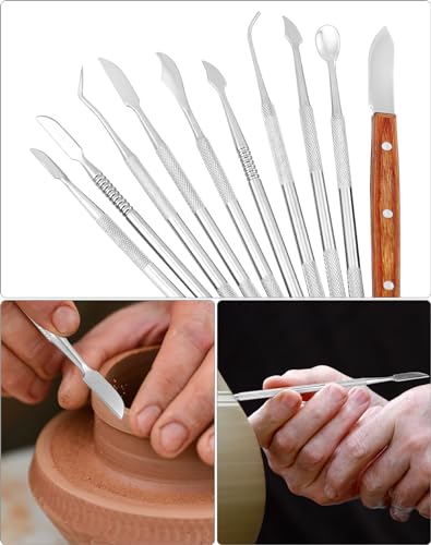 QWORK Wax Carving Tools,10 PCS Wax Carving & Modeling Tool Set, Double Ended DIY Waxing Modeling Kits, Clay Sculpting Pottery Sculpture Tools