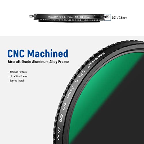 NEEWER 2 in 1 67mm Variable ND & CPL Filter, ND2-ND32 & Circular Polarizer - size: 67mm