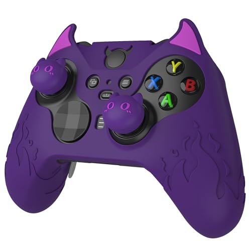 playvital Cute Demon Silicone Case Cover for Xbox Elite Wireless Controller Series 2, Kawaii Anti-Slip Shockproof Controller Skin Grip for Xbox Elite Series 2 Core with Thumb Grip Caps - Purple - color: Purple