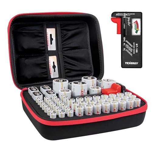 Tenergy Battery Organizer Storage Case with Battery Tester, Holds 60 Batteries AA AAA C D 9V (Batteries not Included) - size: Holds 60 Batteries