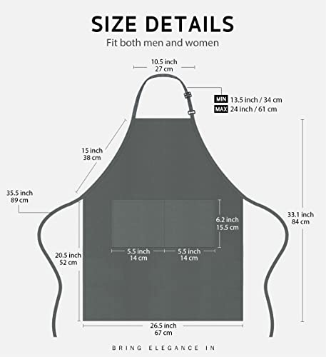 Syntus Apron for Men Women, Adjustable Cooking Kitchen Apron with 2 Pockets - color: Grey Dark, style: 2 Polyester