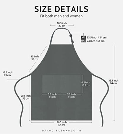 Syntus Apron for Men Women, Adjustable Cooking Kitchen Apron with 2 Pockets - color: Grey Dark, style: 2 Polyester