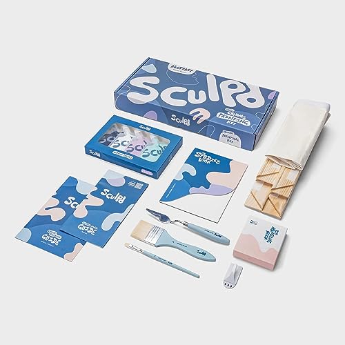 Sculpd Painting Kit, 4 Acrylic Neutral Colors, 2 Brushes, 21x31in Canvas - color: Neutral, size: Small