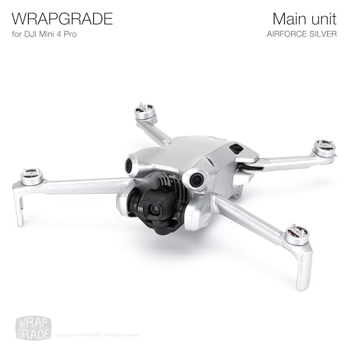 WRAPGRADE Skin Stickers Compatible with DJI Mini 4 Pro | Full Wrap (Airforce Silver) - color: Airforce Silver