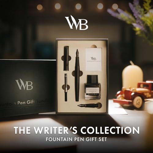 Wordsworth & Black Fountain Pen Gift Set, Medium & Extra Fine Nib,All Black - color: All Black
