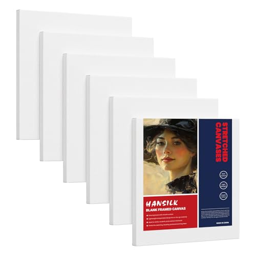 12x12 Canvas for Painting, 6 Pack Primed Stretched Canvases for Art - size: 12*12-6