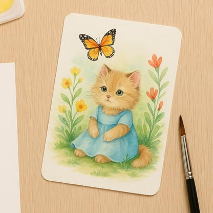 Moriquill 100 Watercolor Paper ATC Cards, 2.56 x 3.58 in, 300gsm - size: 2.56 x 3.58 in