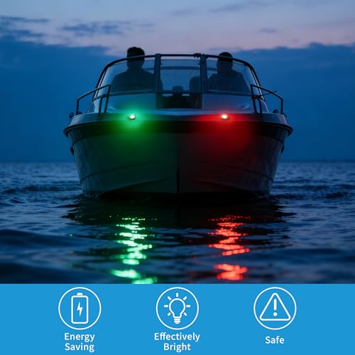 Obcursco LED Boat Navigation Lights, Red and Green Vertical Mount Bow Light - color: Black