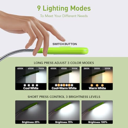 VAVOFO Rechargeable Reading Light, Clip on Book Light for Reading in Bed - color: Neon Green