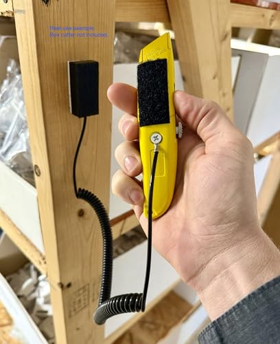 Anderic Universal Coiled Security Cable - Box Cutter or Remote Control Tether Security Cable Leash with Hook and Loop Fastener Tape and Double-Sided Tape - Stretches up to 10 feet CBL01 (Pack of 2) - size: 2 PACK