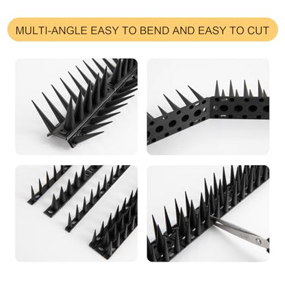 OFFO Bird Spikes, Keep Birds Pigeon Woodpecker Away Device Outdoor, Covers 48.3 Feet(14.7m), Black - color: Black, size: 48.3 Feet