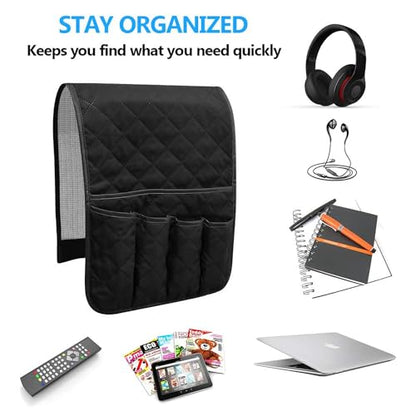 Armchair Caddy for Recliner, Non Slip Sofa Arm Organizer, Black - color: BLACK