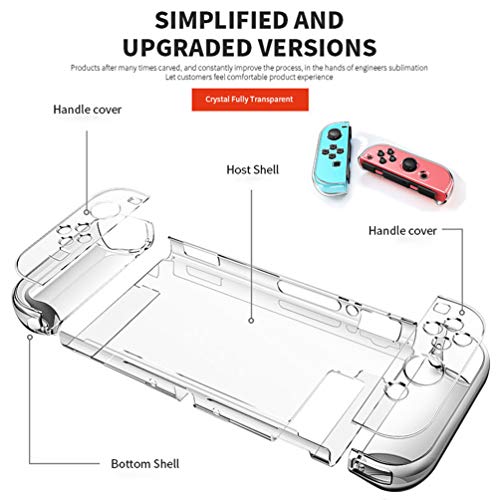 Dockable Clear Case for Nintendo Switch, VANJUNN 3 in 1 Protective Case Cover for Nintendo Switch and JoyCon Controller with Clear Grip Cover Shock-Absorption(Crystal Clear,NOT for Switch OLED)