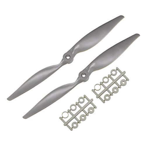 uxcell RC Propellers CW 11x5.5 Inch 2-Vane for Airplane Nylon Gray 2Pcs with Adapter Rings - size: 11x5.5 inch