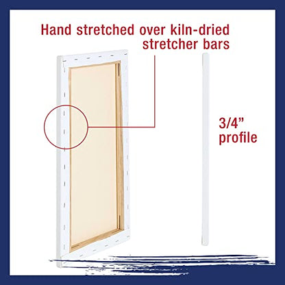 U.S. Art Supply 8"x24" Stretched Canvas for Painting, 3/4" Profile, 6-Pack - size: 8" x 24"