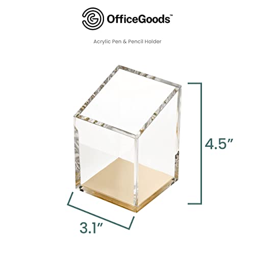 OfficeGoods Acrylic Pen and Pencil Holder, Gold - color: Gold