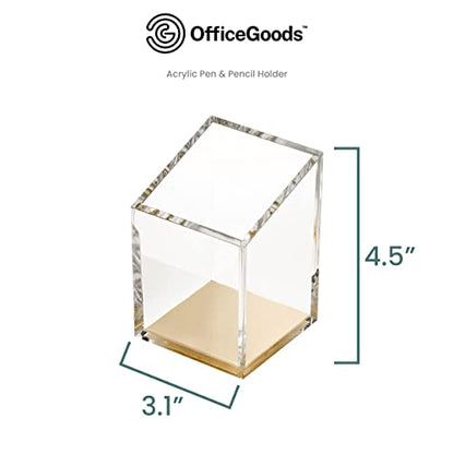 OfficeGoods Acrylic Pen and Pencil Holder, Gold - color: Gold