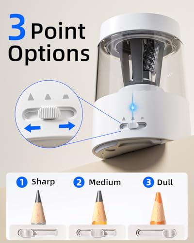 ZMOL Rechargeable Electric Pencil Sharpener, Auto Stop, White - color: B-white
