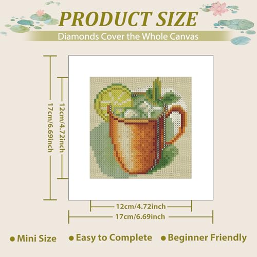 12 Pcs Small Diamond Art Kits Cocktail Diamond Art Kits for Adults - color: Cocktail