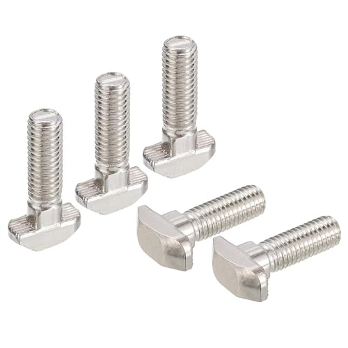 M5 x 25mm Metric Thread T Slot,Drop-in Stud Sliding T-Bolt,Hammer Head Bolt,T Screw Stud for 2020 Series Standard 6mm T-Slot Aluminum Extrusion Profile,Carbon Steel Nickel Plated (20-Series,20 Pcs) - size: 20-M5x25mm（20 Pcs）
