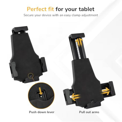 Mount-It! Secure Universal Tablet POS Kiosk Stand with Locking Clamp & Bolt-Down Base, 360° Rotation & +80°/-65° Tilt, Wall or Counter Mount for 7.9"–11" Tablets, iPad, Galaxy Tab & Surface Go - size: Counter - Wide Base