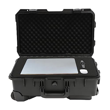 Portable Protective Camera Case, 22" Protective Roller Hard Camera Case with Wheels and Foams Camera Suitcase Waterproof Rolling Hard Case for Camera,Tools,Lens,Drone,Equipment (Black) - color: Black