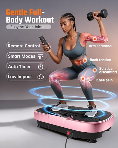 Renoj 3D Vibration Plate Exercise Machine, 200W Motor, 455lbs Capacity - color: Pink