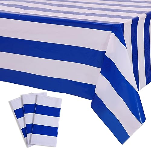 Kesfey Blue Striped Tablecloth Picnic Vertical Stripe Table Cover 3 Packs - color: Blue Vertical Striped