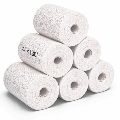4'' x 180'' Plaster Cloth Gauze Bandages Rolls, 6 Pack 500gsm Plaster Strip - size: 4 * 180 6 Pack