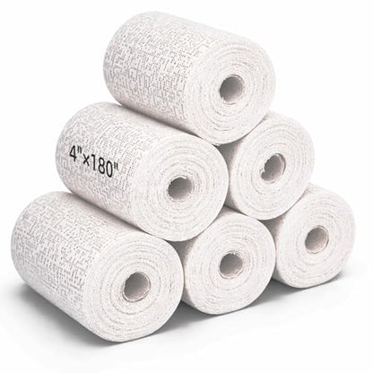 4'' x 180'' Plaster Cloth Gauze Bandages Rolls, 6 Pack 500gsm Plaster Strip - size: 4 * 180 6 Pack