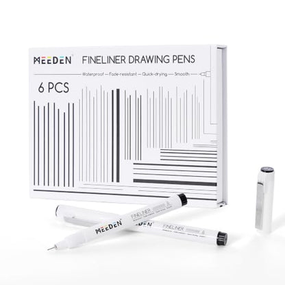 MEEDEN Micro Fineliner Drawing Pens: 0.1mm Needle Nib, 6 Pack, Black Ink - style: 0.1mm Needle Nib