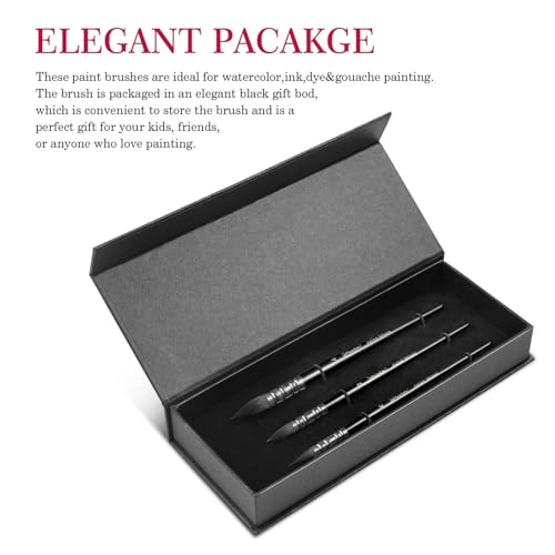 3-Piece Round Pointed Detail Paint Brush Set - Black - color: Black