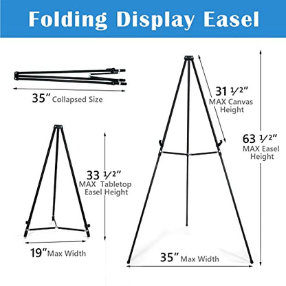Falling in Art 63" High Black Aluminum Display Easel Stand, Up to 25lbs - style: Black-1 Pack