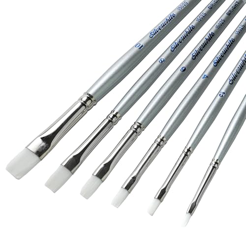 Silver Brush Limited Silverwhite Brights Watercolor Paintbrush Set, 6pc - style: 6 Pc, Short Handle Brights