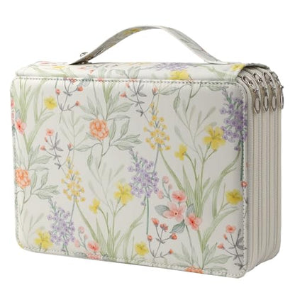 200 Slots Canvas Pencil Case 4-Layer Zipped Holder w/Handle - color: White, size: 200