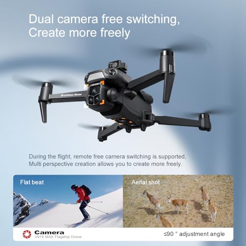 V918 GPS Drone with 8K Camera for Adults, RC Drones with 5 inch HD Screen - color: Gloss Black