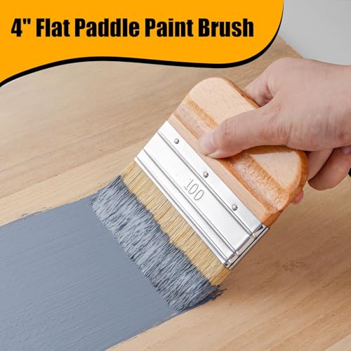 4 Inch Flat Paddle Paint Brush, Chalk Brush with Wooden Handle - size: 4 Inch Paddle Paint Brush