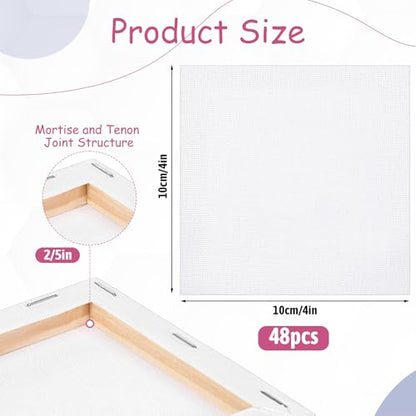 48 Pcs 4x4inches Mini Canvases for Painting