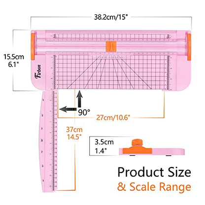 Firbon A4 Paper Cutter, 12 Inch Paper Trimmer with Extened Ruler, Pink - color: Pink