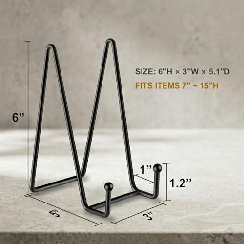 3 Pack 6 Inch Plate Stands for Display, Metal Picture Frame Display Stand - size: 6 in