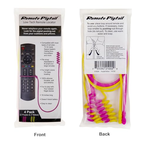 Remote Leash 4-Pack, Remote Control Tether, Adjustable 2 Purple & 2 Yellow - color: Purple/Yellow